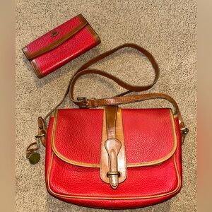 Dooney & Bourke Cherry Red All Weather Leather Bag & Wallet